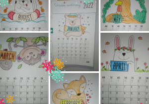 strony z kalendarza wykonane przez dzieci