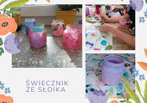 dzieci wykonują świecznik ze słoika przy użyciu farb foto 3