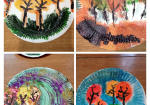 jesień na papierowym talerzyku malowana farbami foto 1