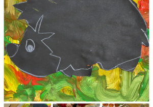 prace plastyczne dzieci - jesień malowana farbami plus elementy z tektury foto 2