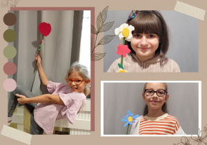 dzieci prezentują wykonane przez siebie kwiaty foto 1