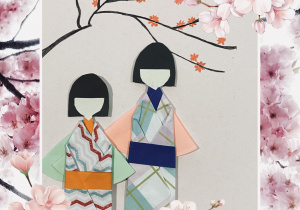 Wizerunki Japonek wykonane sztuką origami.