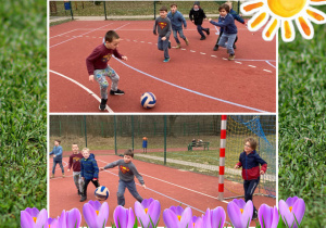 Sportowe aktywności na szkolnym boisku.