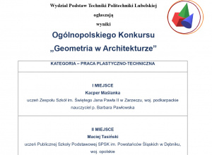 Wyniki Ogólnopolskiego Konkursu „Geometria w Architekturze”