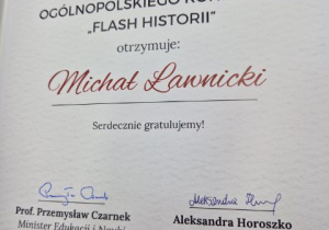 Laureat ogólnopolskiego konkursu "Flash Historii"