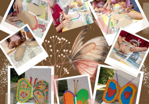 kolorowe motyle wykonane z tektury, plasteliny i drucika kreatywnego foto 2