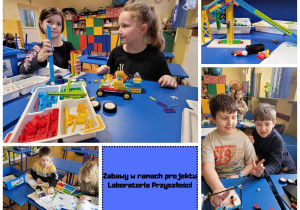 dzieci, biorąc udział w projekcie Laboratoria przyszłości, tworzą z klocków lego foto 1