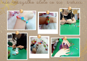 dzieci wykonują kolorowe bransoletki z koralików foto 4