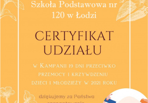 certyfikat Kampania przeciwko przemocy