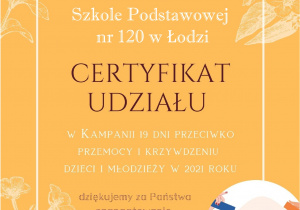 certyfikat Kampania przeciwko przemocy
