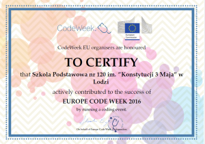 certyfikat Code Week 2016