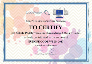 certyfikat Code Week 2017