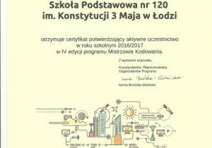 certyfikat IV edycja programu Mistrzowie Kodowania