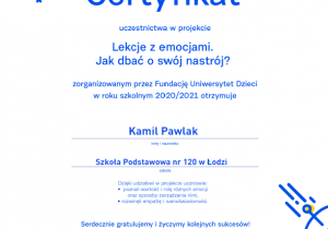 certyfikat Lekcje z emocjami