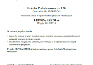 certyfikat Lepsza Szkoła 2019