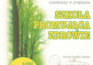 certyfikat Szkoła Promująca Zdrowie