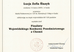 finalistka konkursu wojewódzkiego